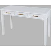 Gramercy Chevron 3 Drawer Desk with USB Charging in Blanc White